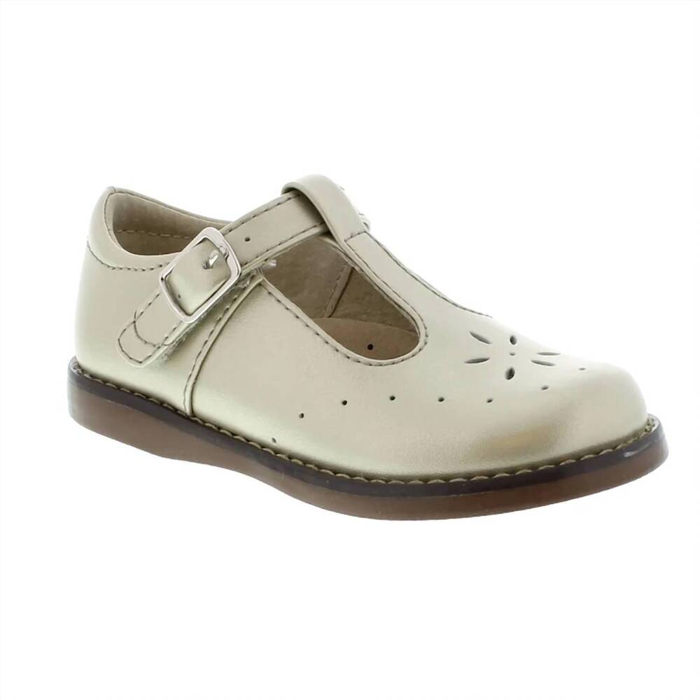 NEW FOOTMATES girls sherry t-bar mary jane shoes in pearl